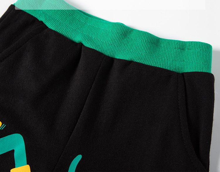 BE TOP - 純棉休閒短褲-挖掘機-霧藍色