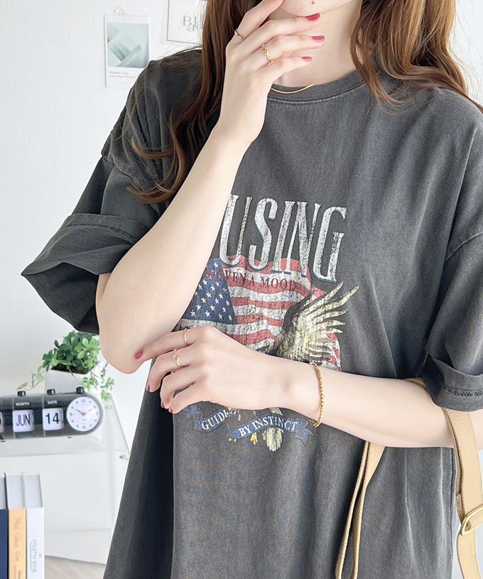 日本 Classical Elf - 美式古著印花純棉短袖洋裝-老鷹國旗