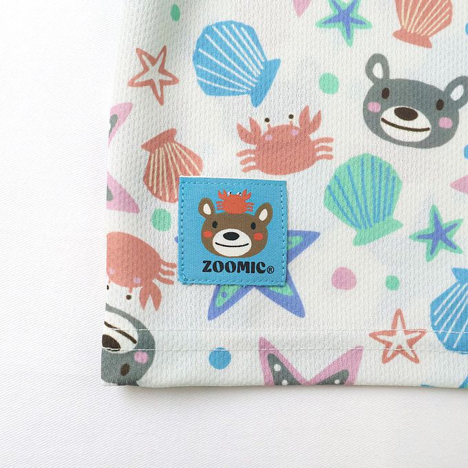 日本 ZOOLAND - 海洋印花網眼短袖上衣-滿版貝殼-淺灰