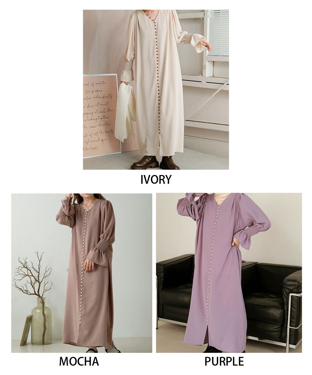 日本 Bab - 歐風垂墜感糖果袖洋裝-薰衣草