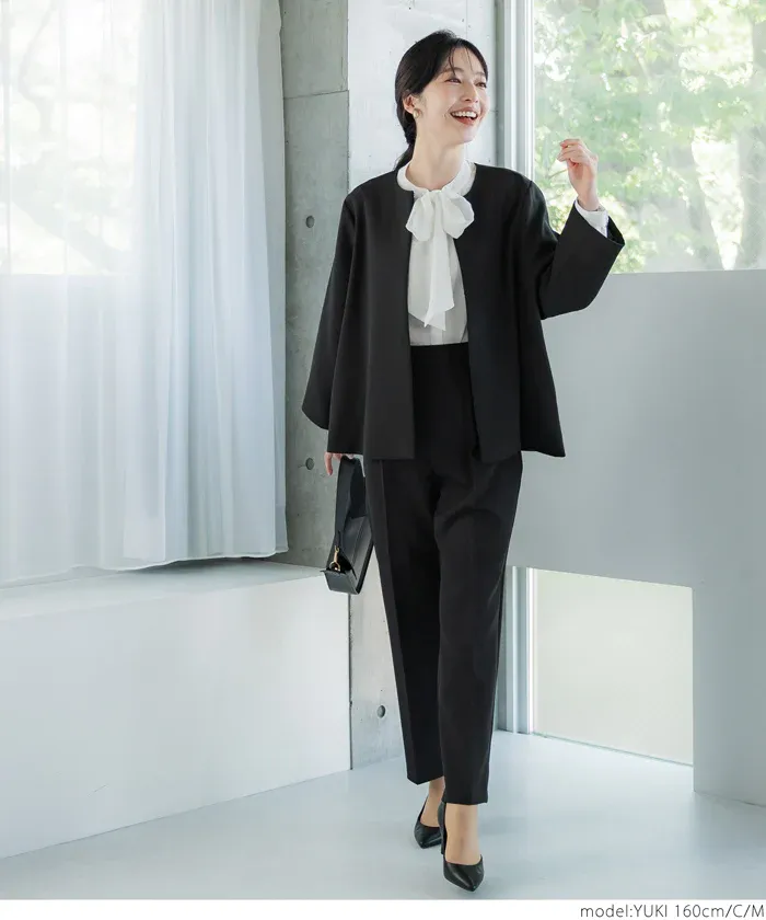 日本 COCA - 優雅紐結雪紡長袖上衣-點點-白