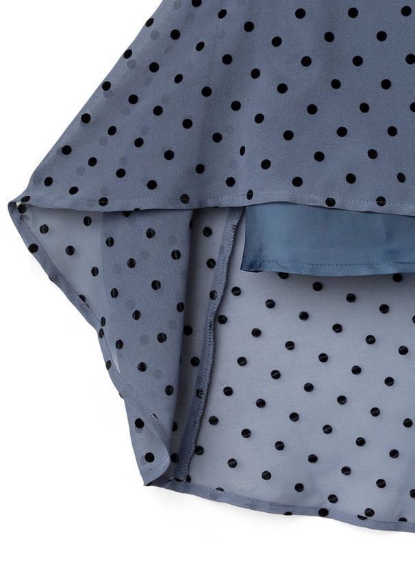 日本 GRL - 復古圓點點雪紡長裙-藍