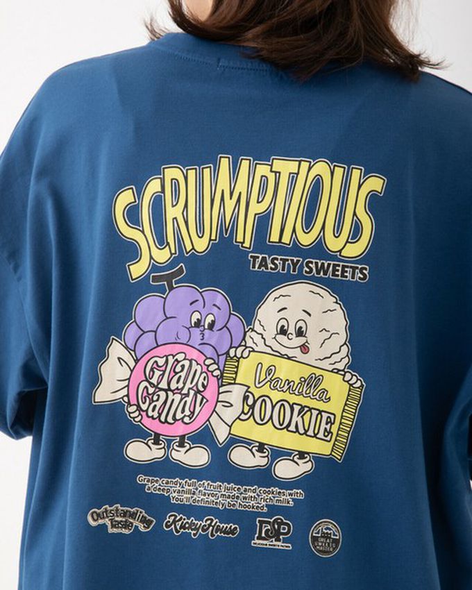 日本 gleam - 美式復古糖果印花寬大風短袖T恤-黃