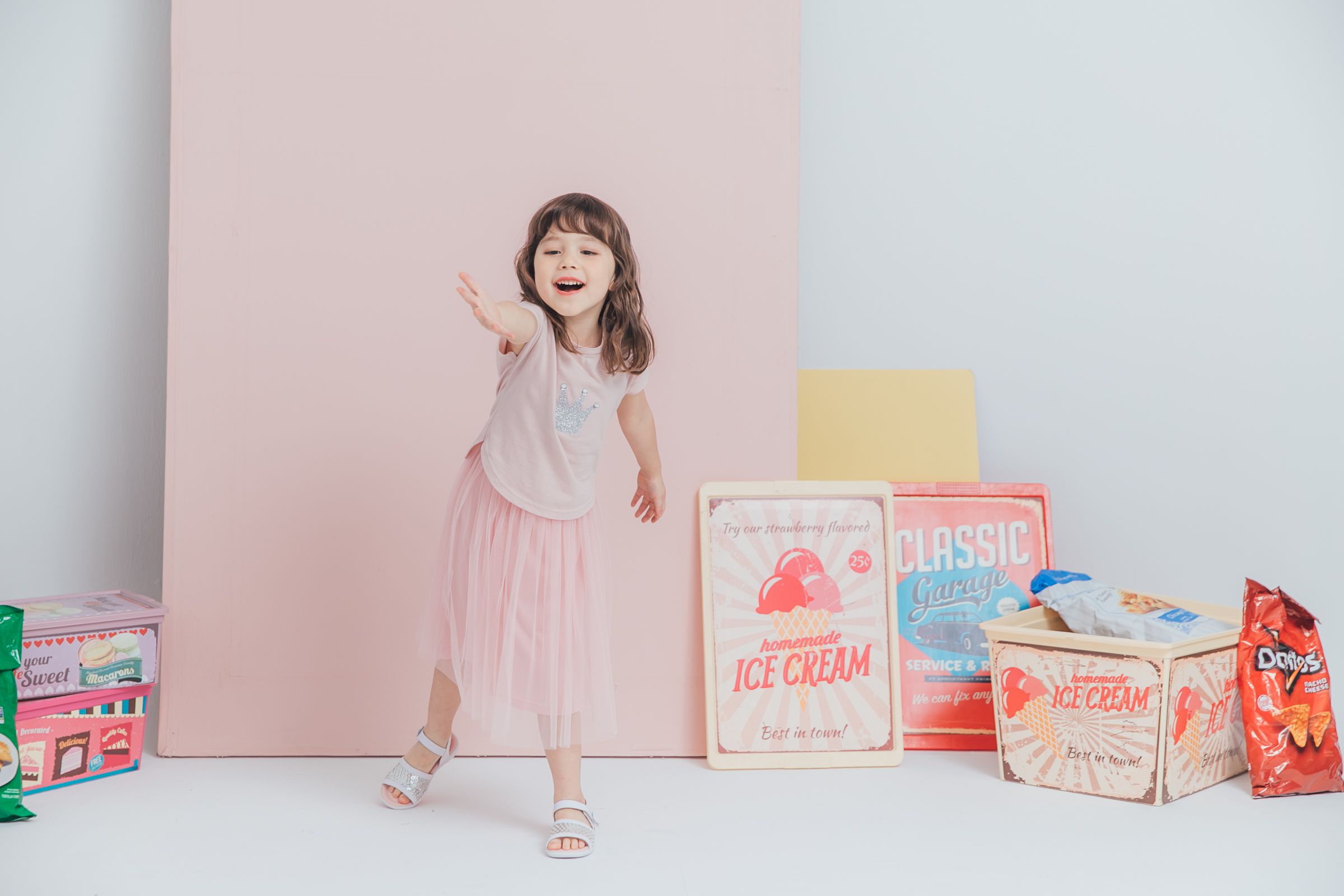 Peachy - 北鼻款*獨家訂製綿柔連身紗裙-細肩帶連身款-蜜桃粉