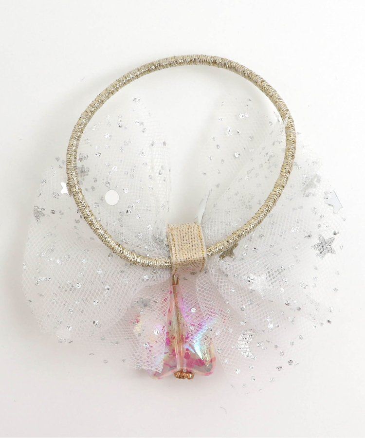 日本 apres les cours - 閃耀星星薄紗蝴蝶結髮圈-白 (F)