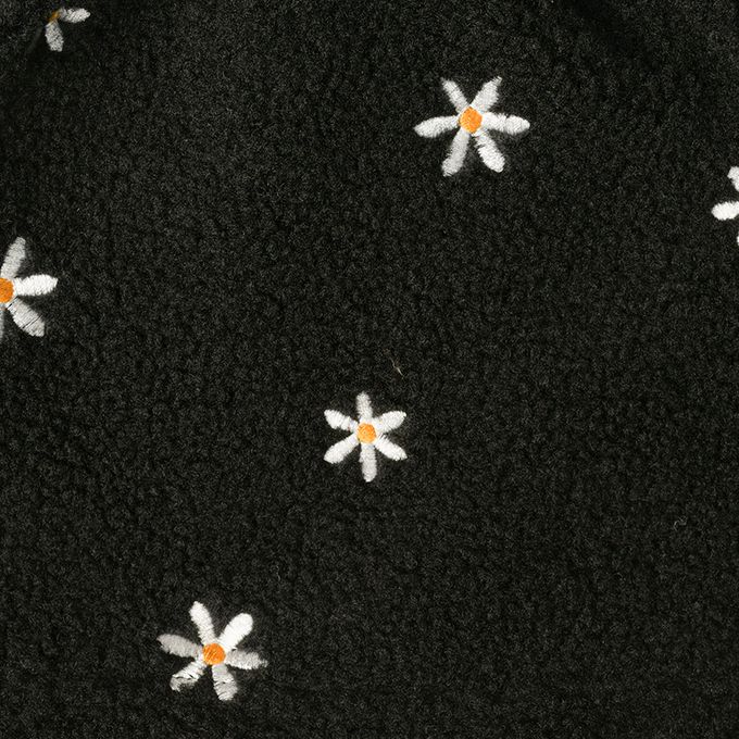 akachan honpo - 10分裙褲-刷毛 刺繡-黑色