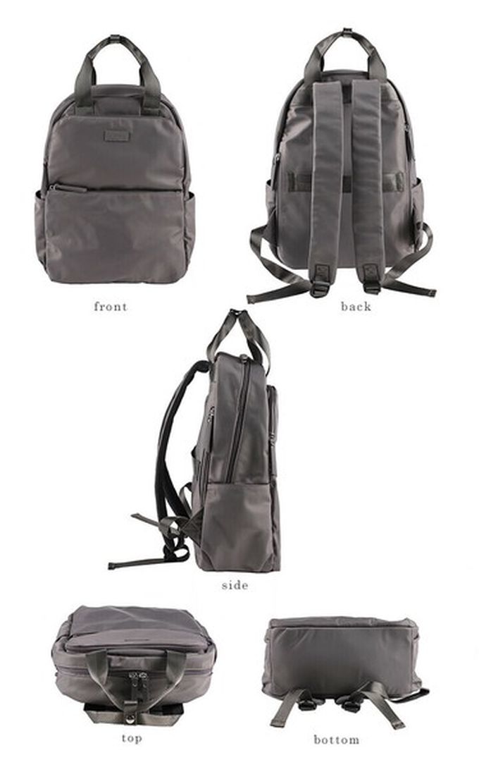 日本 LIZDAYS - 12口袋防潑水大容量尼龍後背包-(可掛行李箱)-黑 (43x29cm)