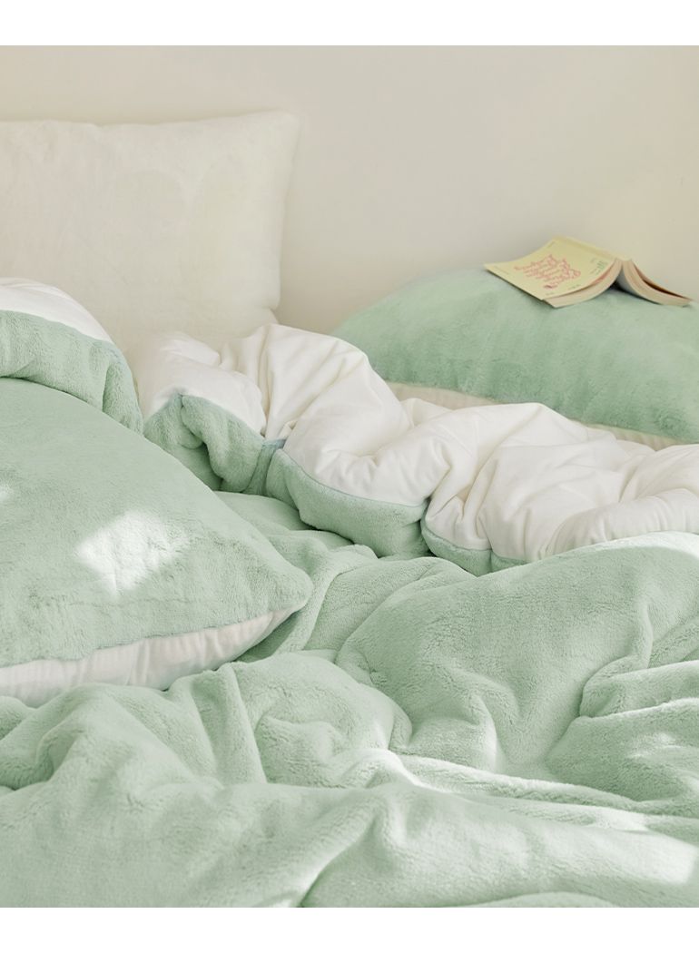 韓國 Maatila - 蓬鬆感高密度絨毛保暖棉被-湖水綠