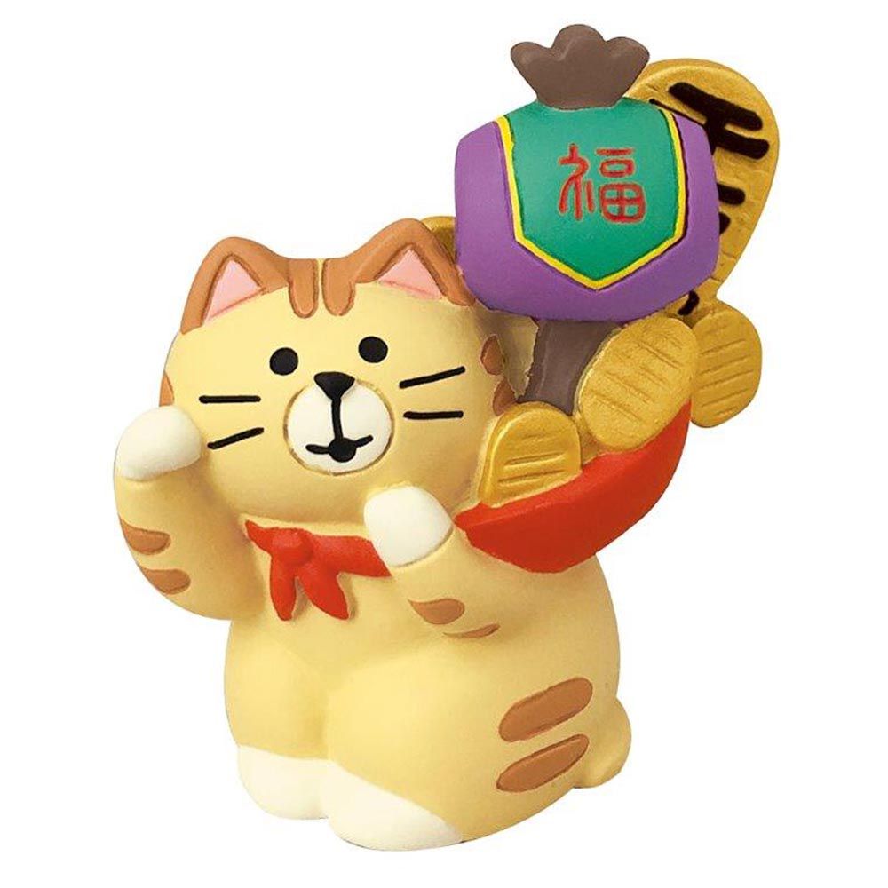 日本 Decole - 可愛開運貓咪小擺飾-金運上昇 (4.3x2.5x4.6cm)