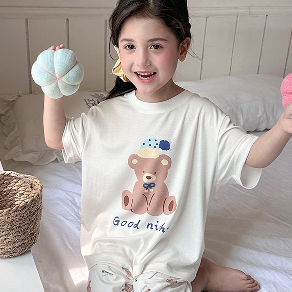 涼感萊賽爾家居短袖上衣-白色