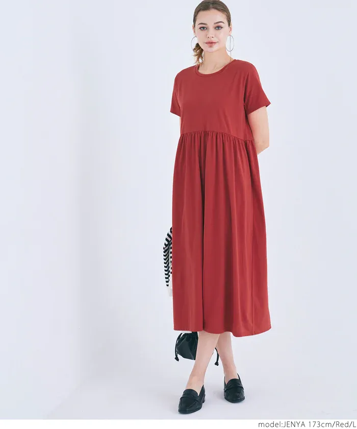 日本 COCA - 簡約百搭短袖收腰洋裝-白