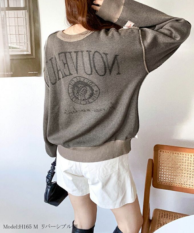 日本 Classical Elf - Java 4WAY美式印花厚磅針織大學T-灰