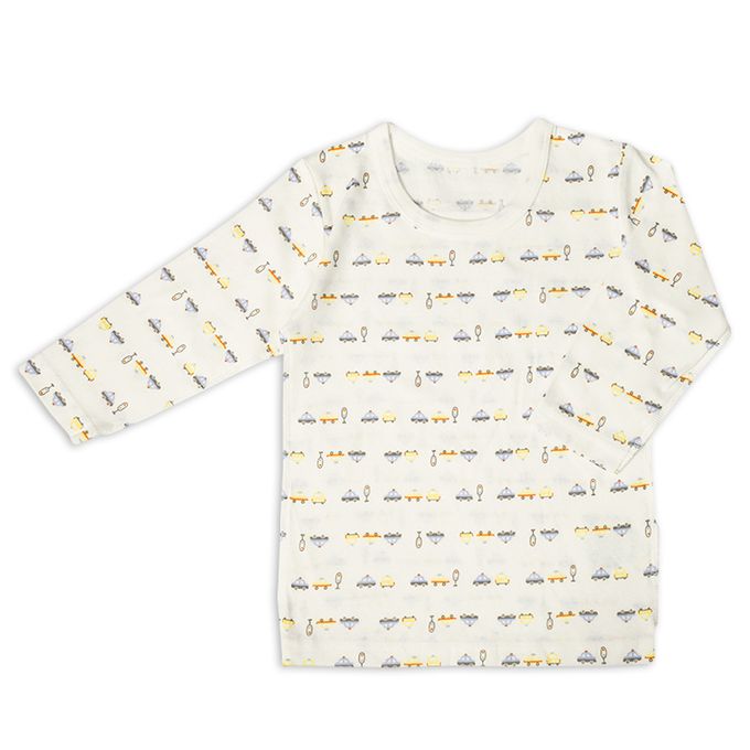 akachan honpo - 長袖圓領速乾上衣-2件組 汽車-淺藍色