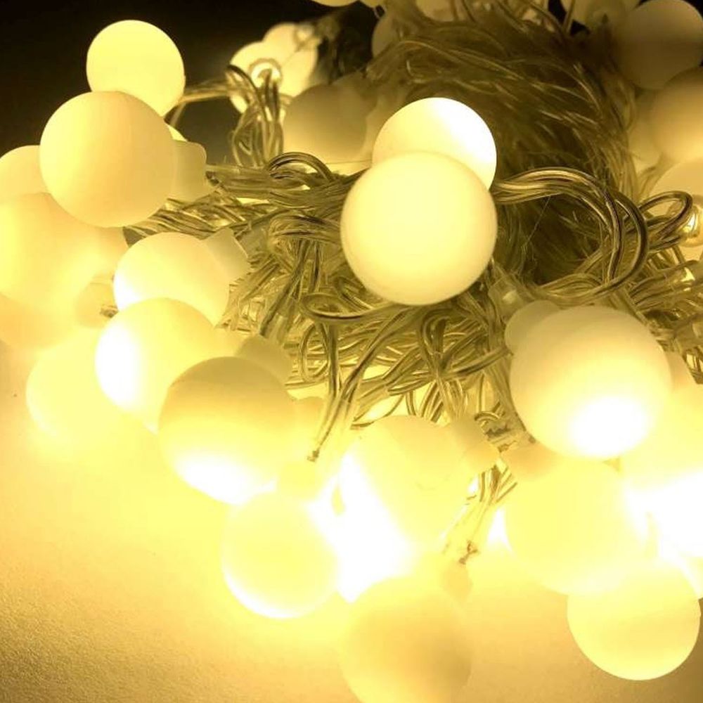 浪漫療癒100燈LED小圓球珍珠燈串/聖誕燈(USB接頭+贈豆腐頭插頭)-暖白光透明線-約10米長