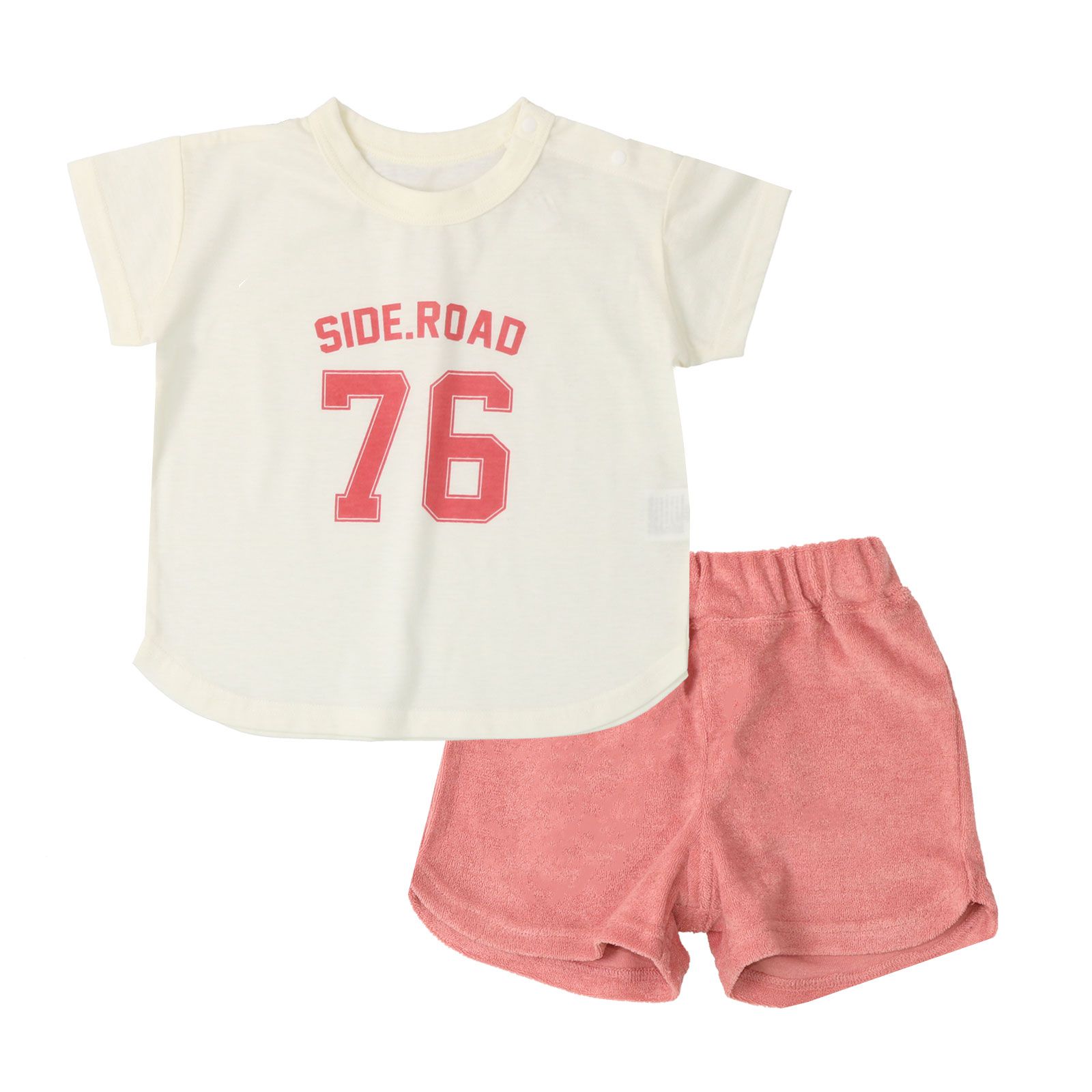 日本 ZOOLAND - 透氣短袖家居服/睡衣-英文標語-深藍x藍綠