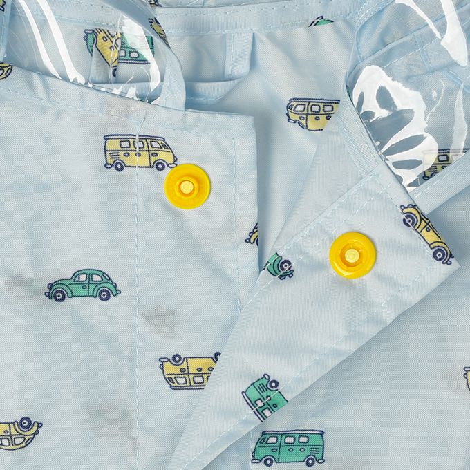 akachan honpo - 短斗篷式雨衣-汽車-藍色 (80~95cm)