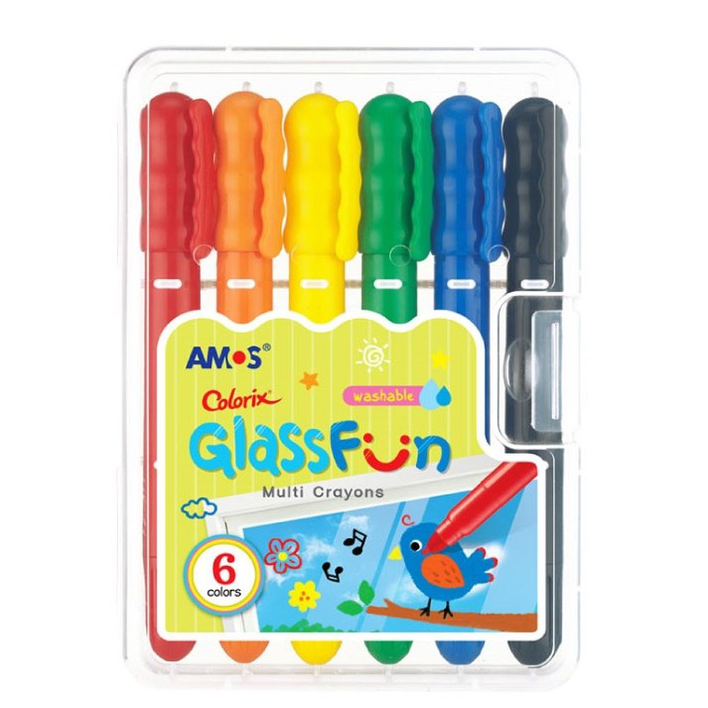 韓國 AMOS - 6色玻璃蠟筆