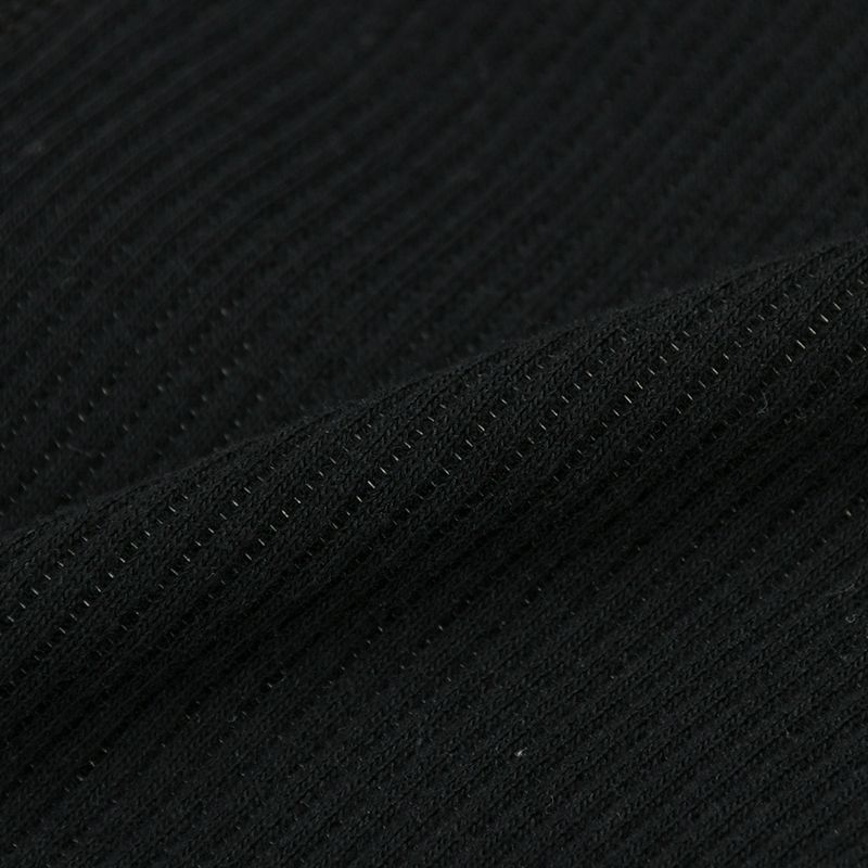 akachan honpo - 緊身褲有機棉-羅紋 褲腳開衩-黑色