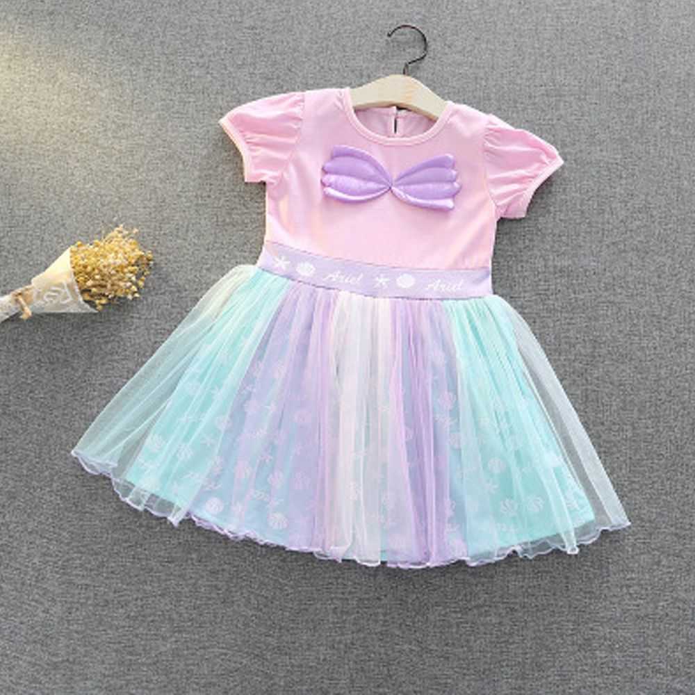 短袖造型公主裙-粉紫海洋
