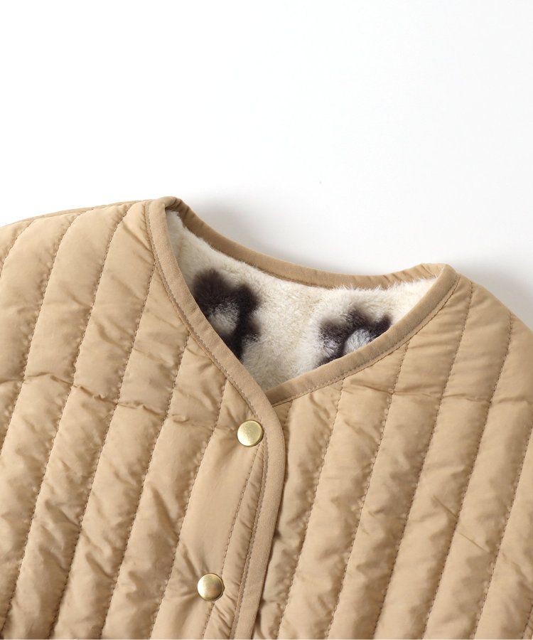 日本 apres les cours - 絎縫束腰氣質金釦雙面穿外套-花朵x淺卡其