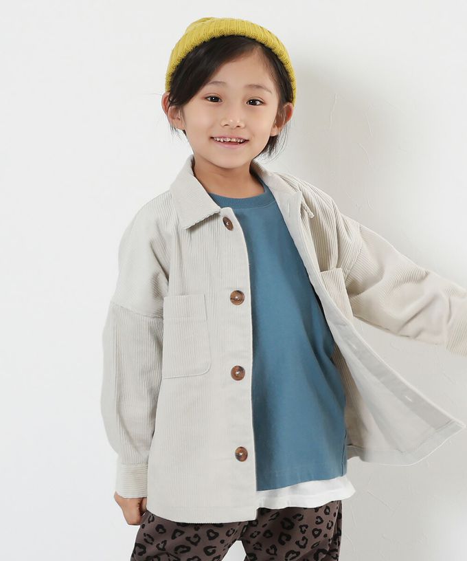 日本 devirock - 寬鬆時尚厚燈芯絨夾克外套-米白