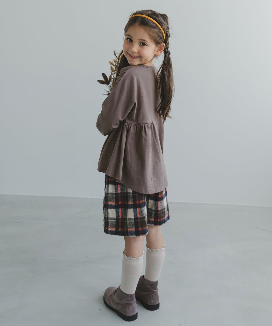 日本 PAIRMANON - 前短後長荷葉擺長袖上衣-薰衣草