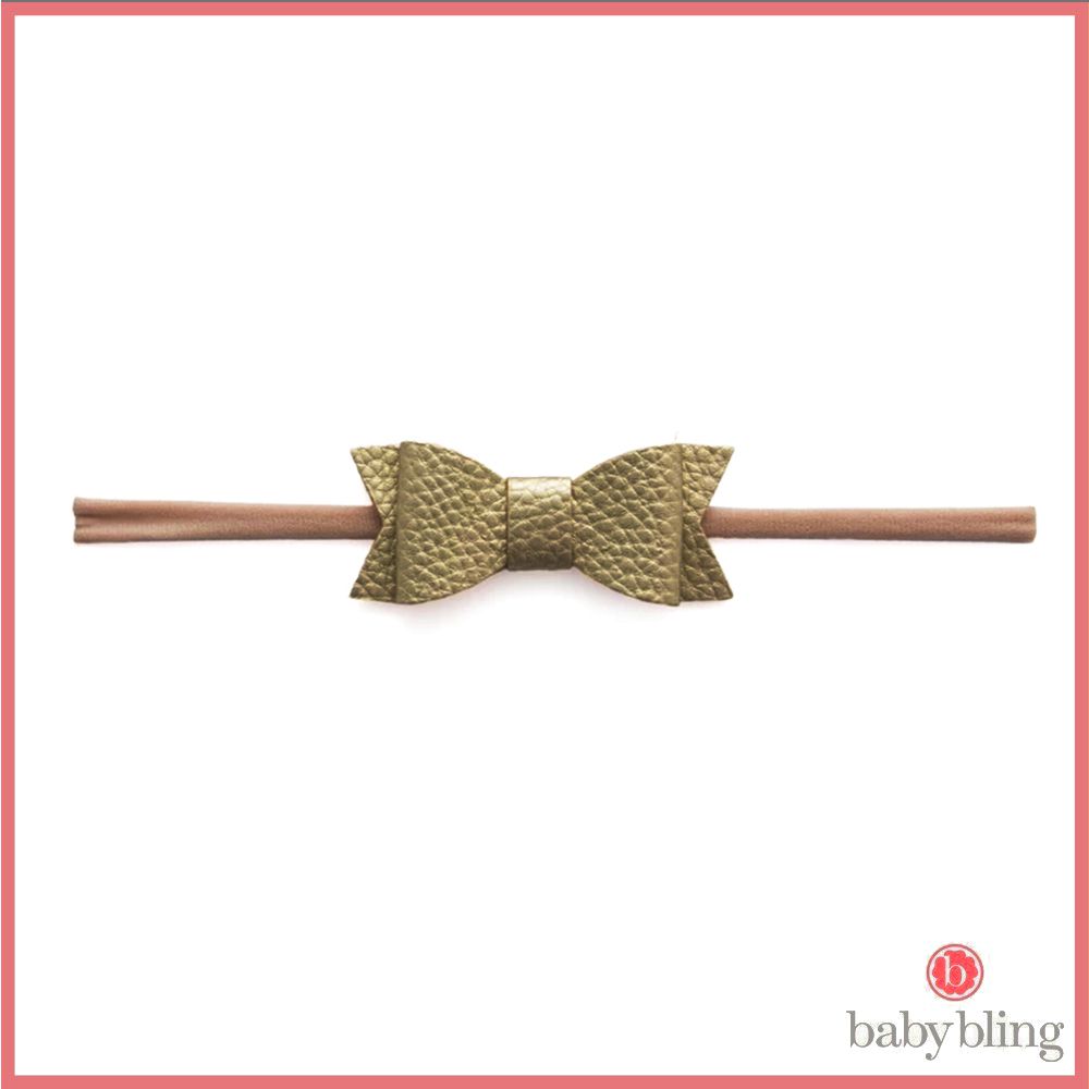 美國baby bling - 蝴蝶結髮飾/髮夾_細髮帶-金色 (0-5歲適用)