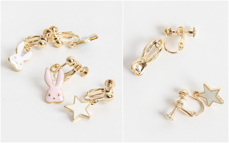 韓國 Babyblee - 童話耳夾-粉兔X白星