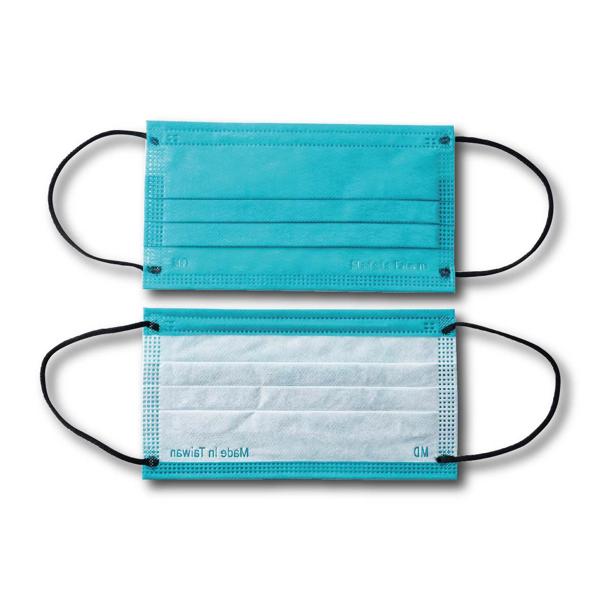 YSH 益勝軒 - 成人醫療級三層平面口罩/雙鋼印/台灣製-滿版-松石綠 (17.5x9.5cm)-30入/盒(未滅菌)單片包裝