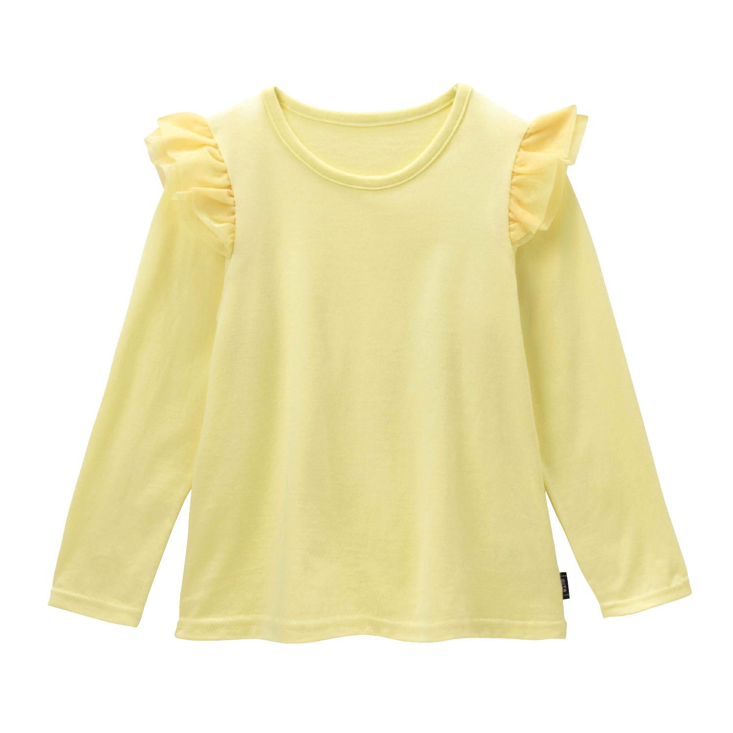 日本千趣會 - GITA 純棉圓領長袖上衣-荷葉滾邊-淺粉