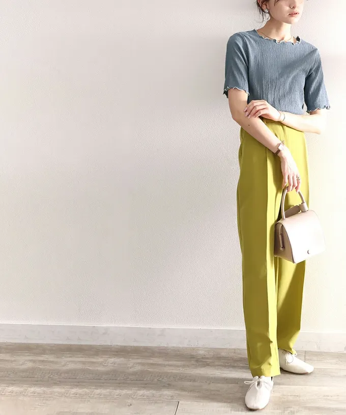 日本 Classical Elf - 氣質紋理木耳邊短袖上衣-粉紅