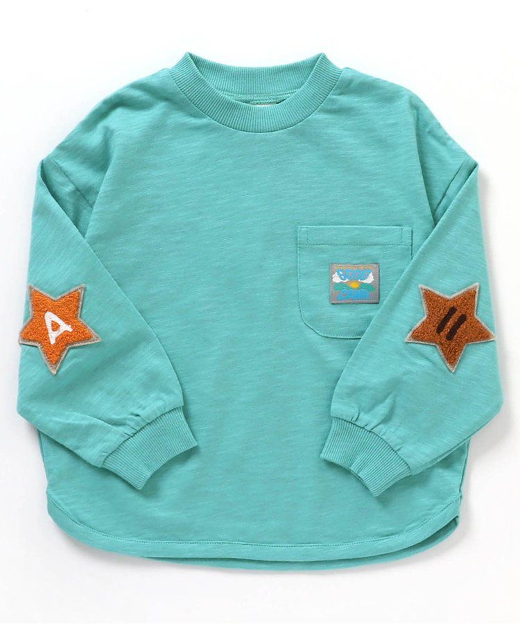 日本 BREEZE - 時髦星星刺繡長袖上衣-粉橘