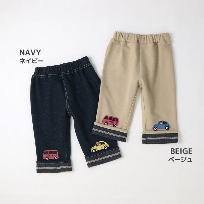 日本 ZOOLAND - 春季出遊印花反摺七分褲-車車兜風-海軍藍