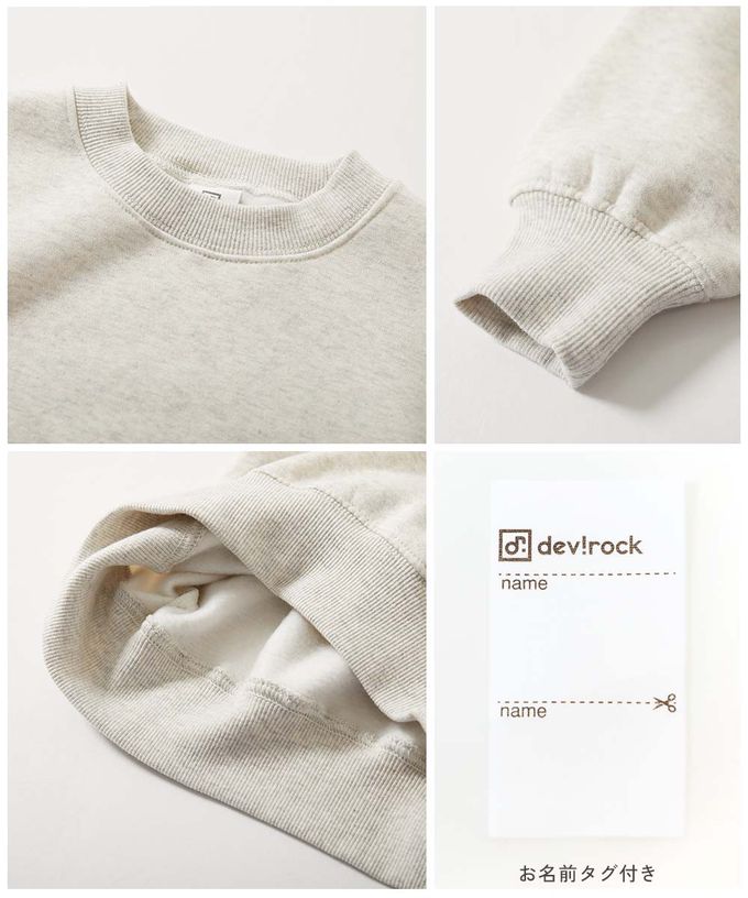 日本 devirock - 裏起毛女孩印花大學T-草莓蛋糕-炭黑