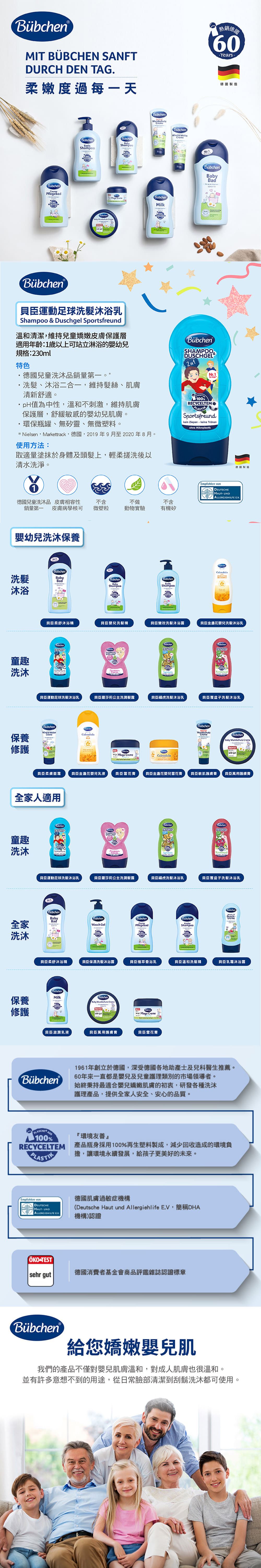 德國Bubchen 貝臣 - 運動足球洗髮沐浴乳-230ml