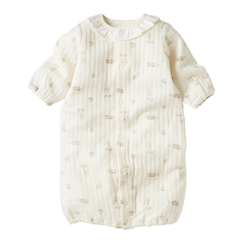 長袖蓬鬆保暖連身衣-奶油色 (50~70cm)