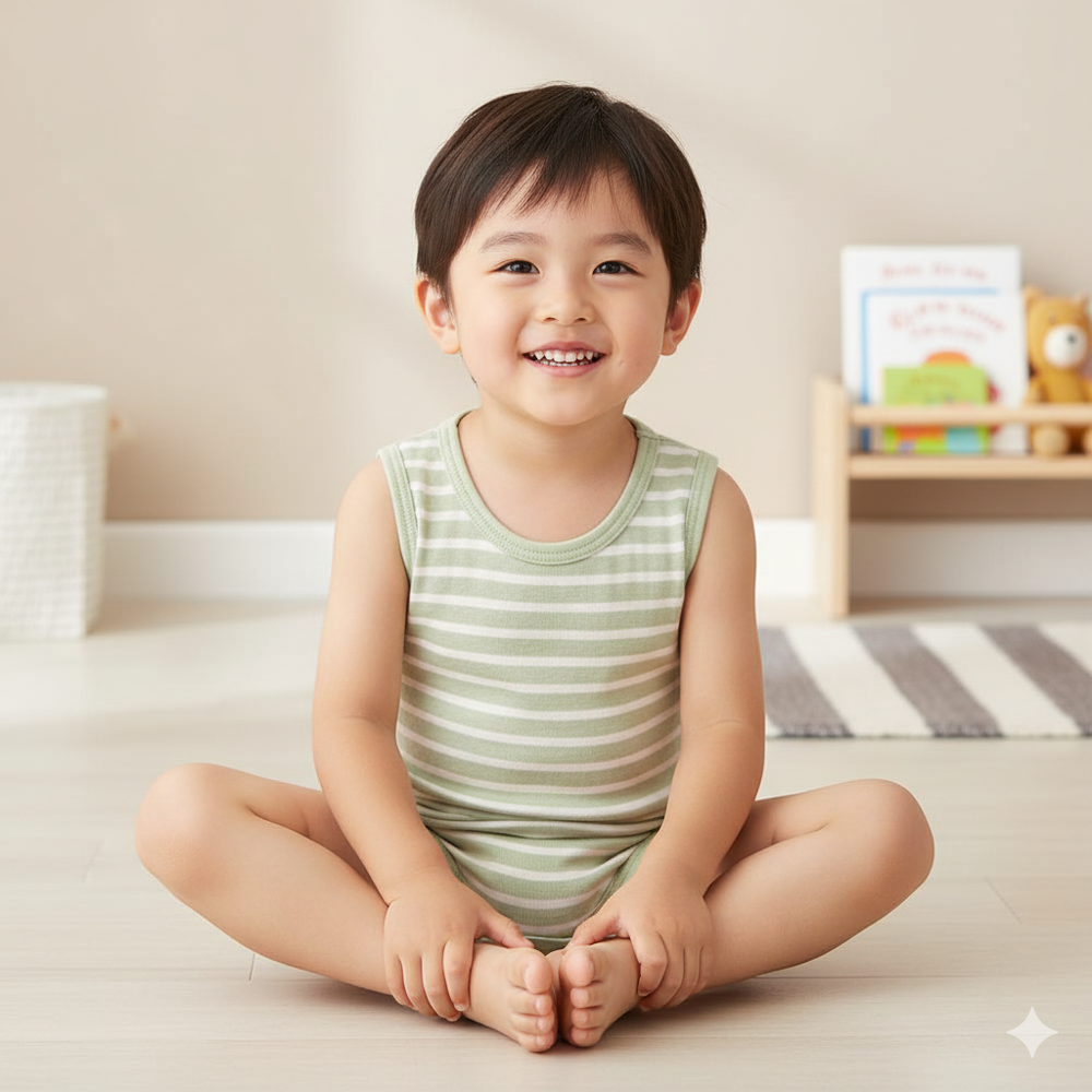 時尚無袖包屁衣-套頭式-綠色