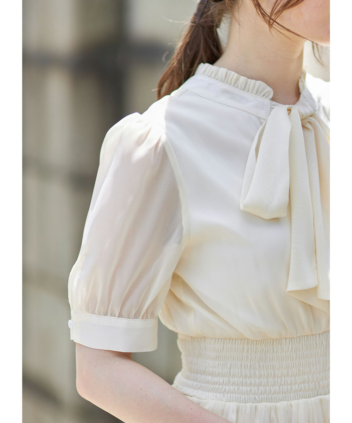 日本 tocco-closet - 2WAY甜美蝴蝶結雪紡洋裝-海軍藍