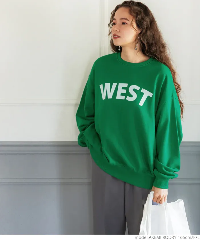 日本 COCA - 美式LOGO圓領長袖大學T-WEST-草綠
