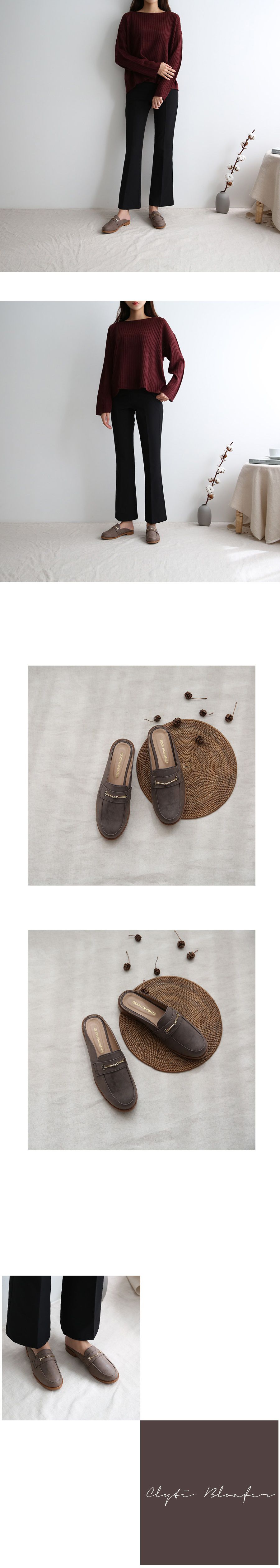 韓國 Dangolunni - 一字麂皮穆勒鞋-灰