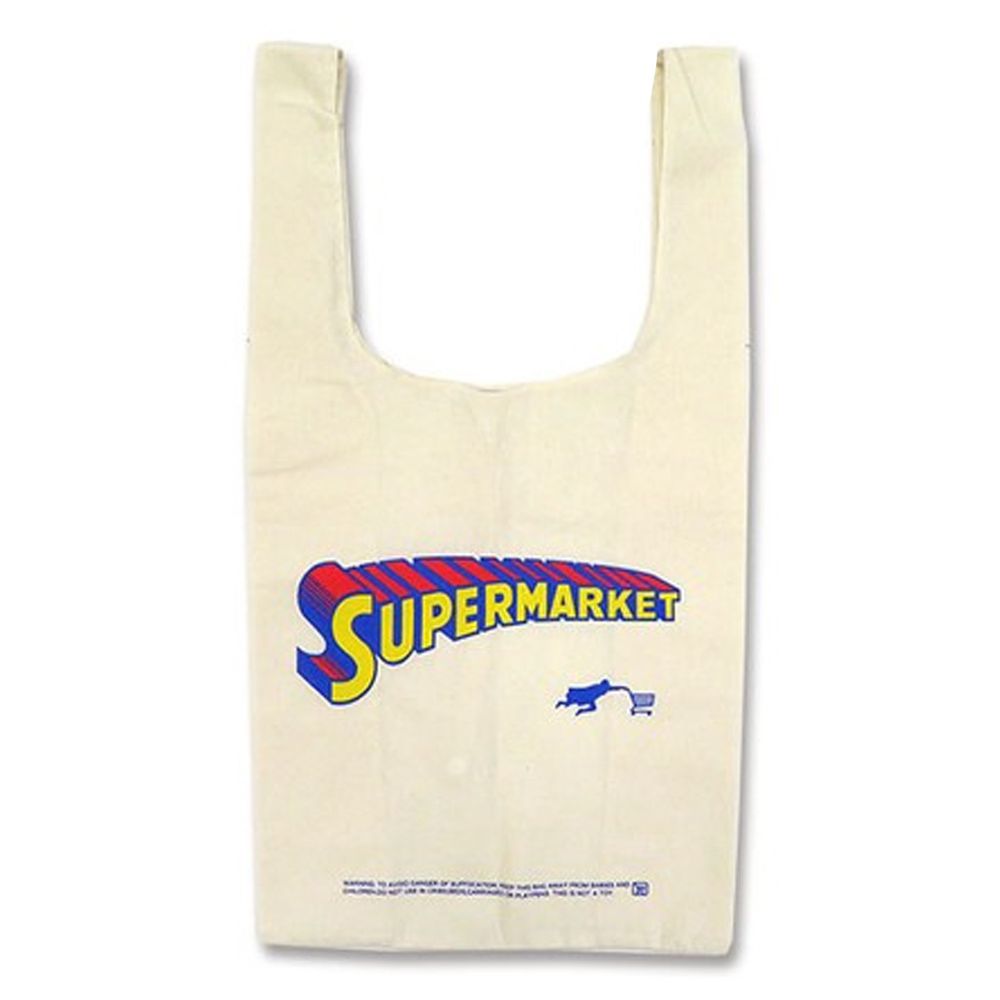 日本 OKUTANI - 折疊購物袋(純棉)-超人逛超市 (32x60x16cm)