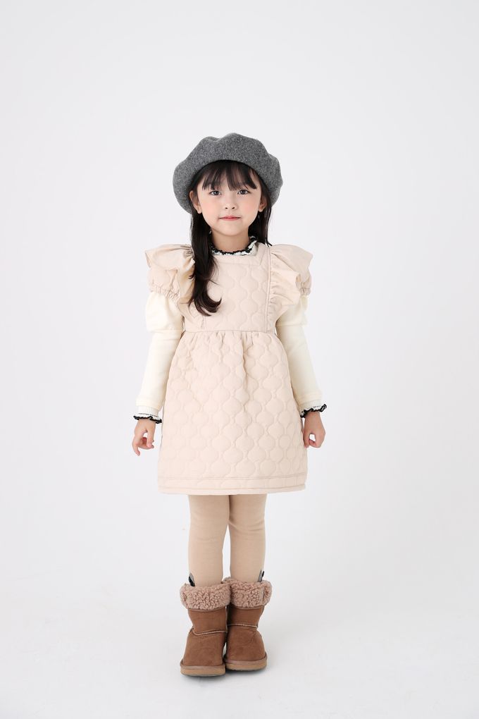 韓國 Coco Bang - 絎縫背心公主袖洋裝-粉