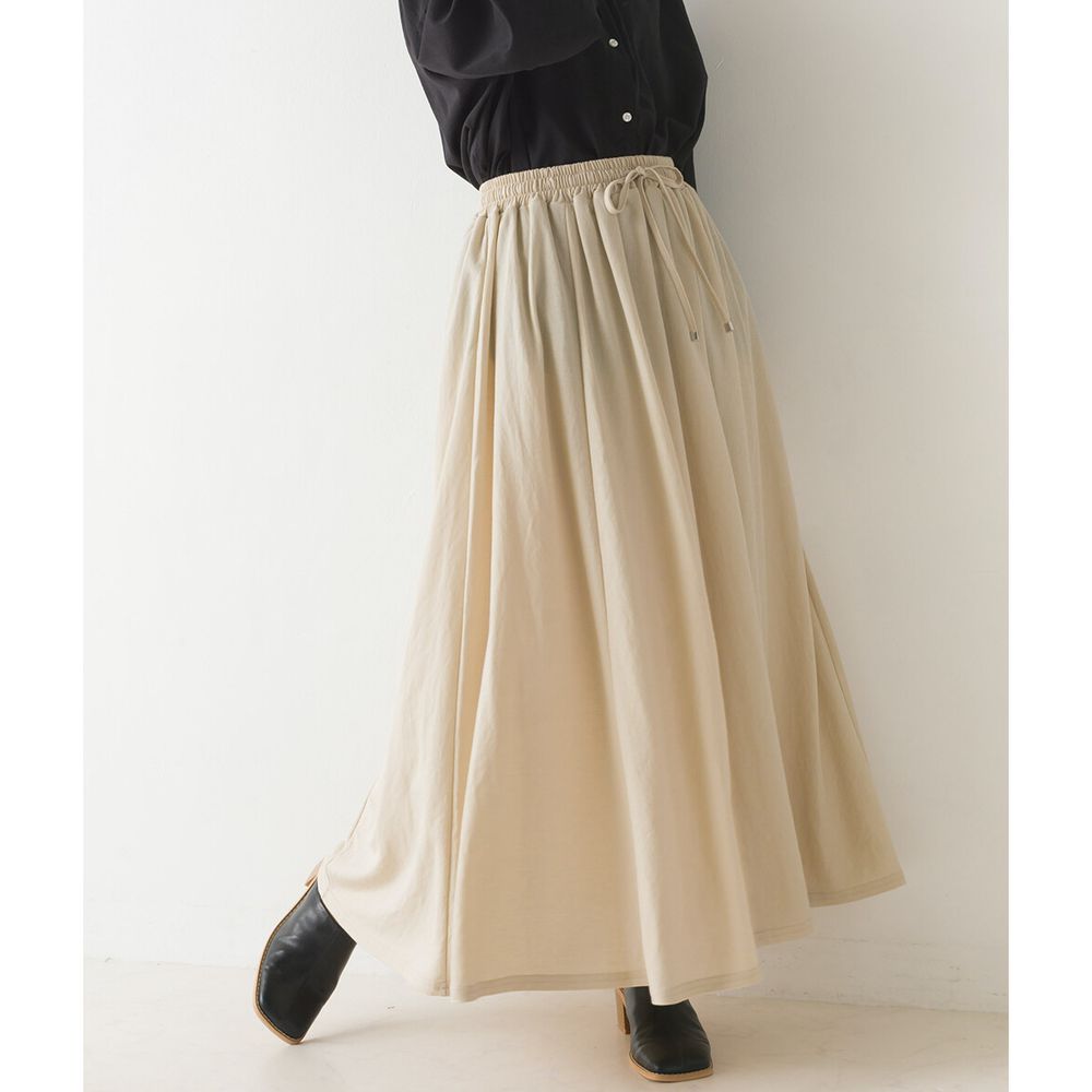 日本 OMNES - 涼感機能 嫘縈超修身長裙-氣質米