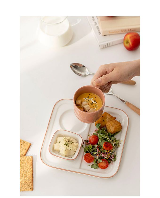 韓國 SSUEIM - RUNDAY系列個人早午餐陶瓷杯盤3件組 (奶茶色)