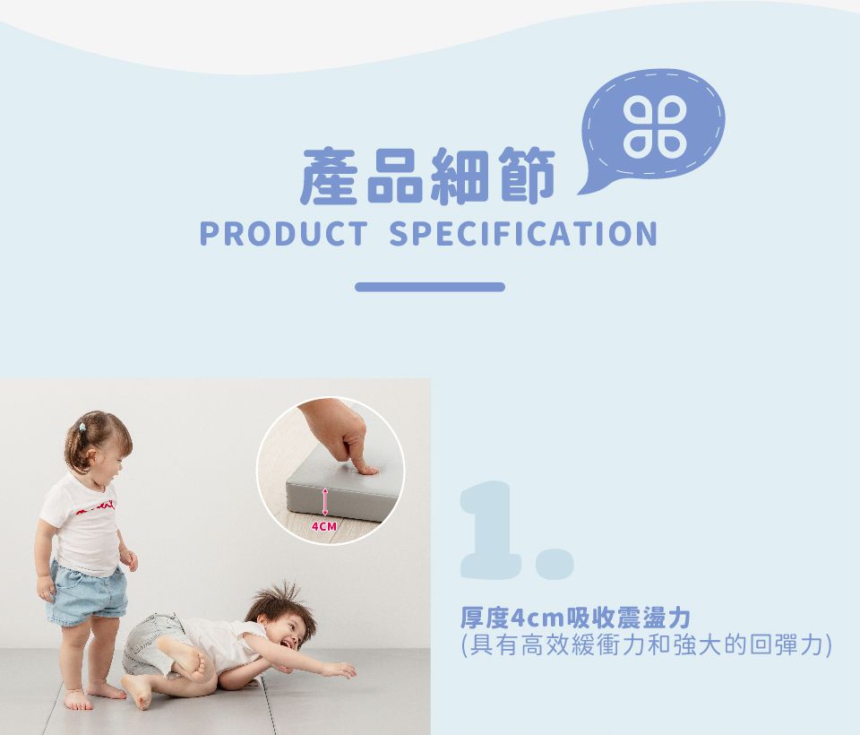 Kikimmy - 兒童摺疊雙面地墊-灰白 (180cmx150cmx4cm)-5kg