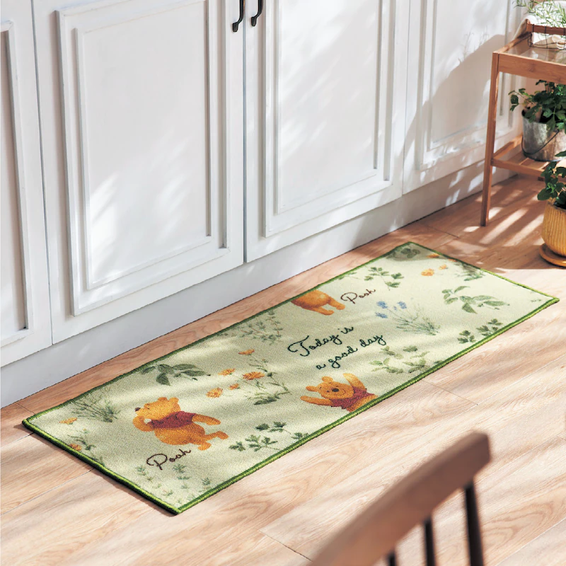 日本千趣會 - 迪士尼 長條型腳踏墊(廚房/臥室)-維尼花園-綠