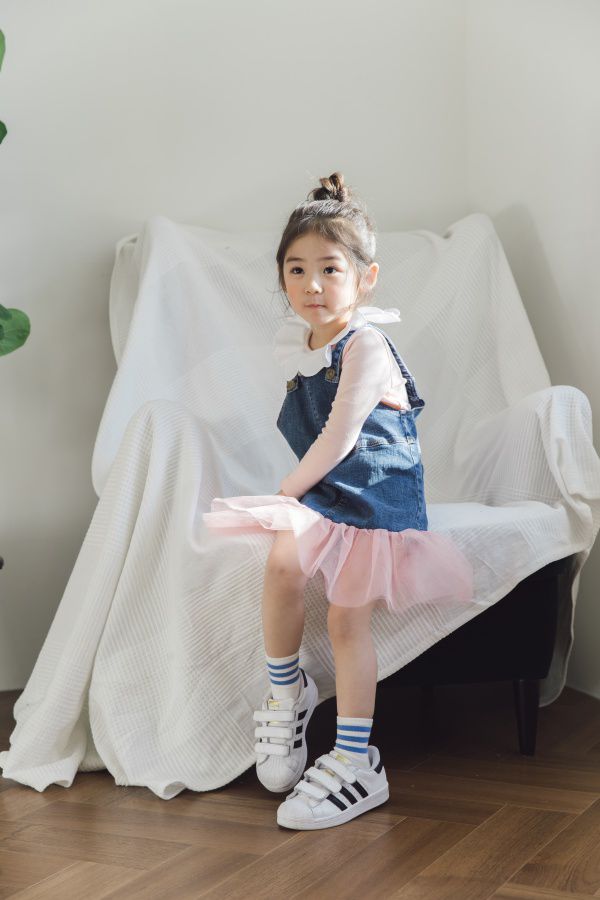 韓國 Blueberry - 拼接牛仔吊帶紗裙 5號[90-95cm]