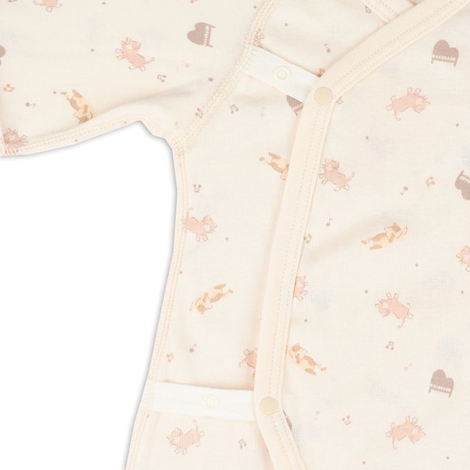 akachan honpo - 長袖蝴蝶裝2件組-按扣款 小貓-粉紅色 (50~60cm)