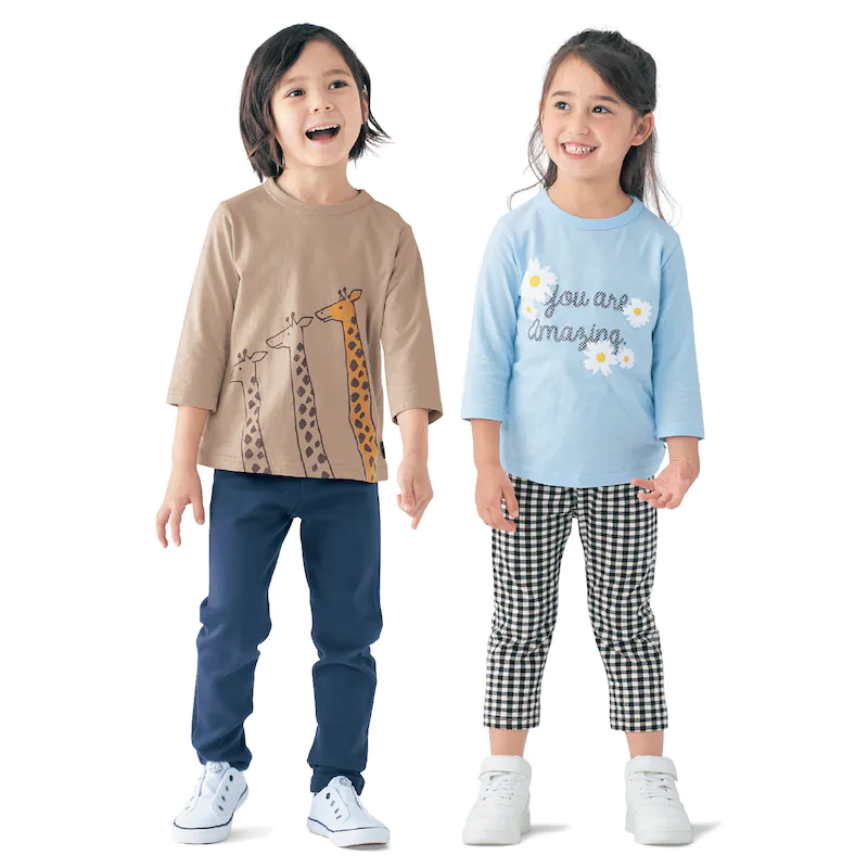 日本千趣會 - 超值內衣/T恤五件組 (七分袖)-可愛小動物-杏米色系