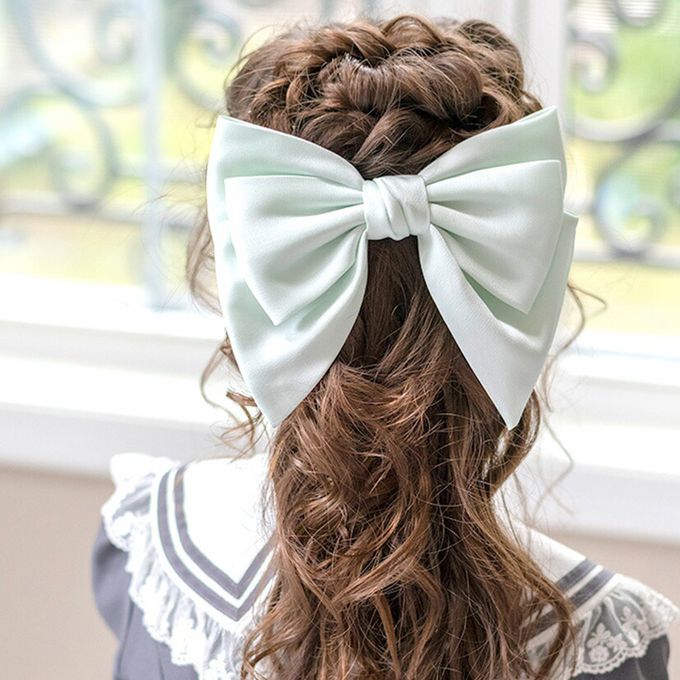 日本 Catherine Cottage - 夢幻光澤蝴蝶結緞帶髮夾-黑